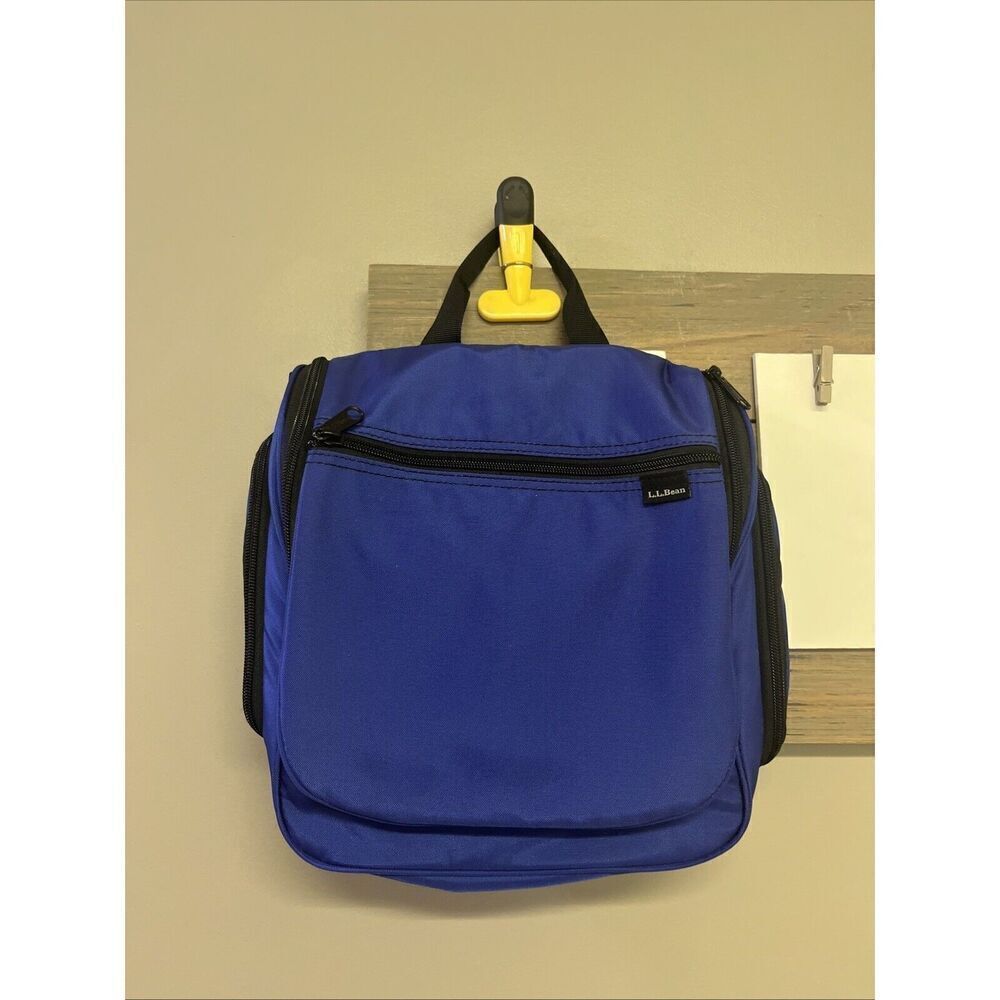 L.L. Bean Personal Organizer Toiletry Bag Travel Pack Blue Medium